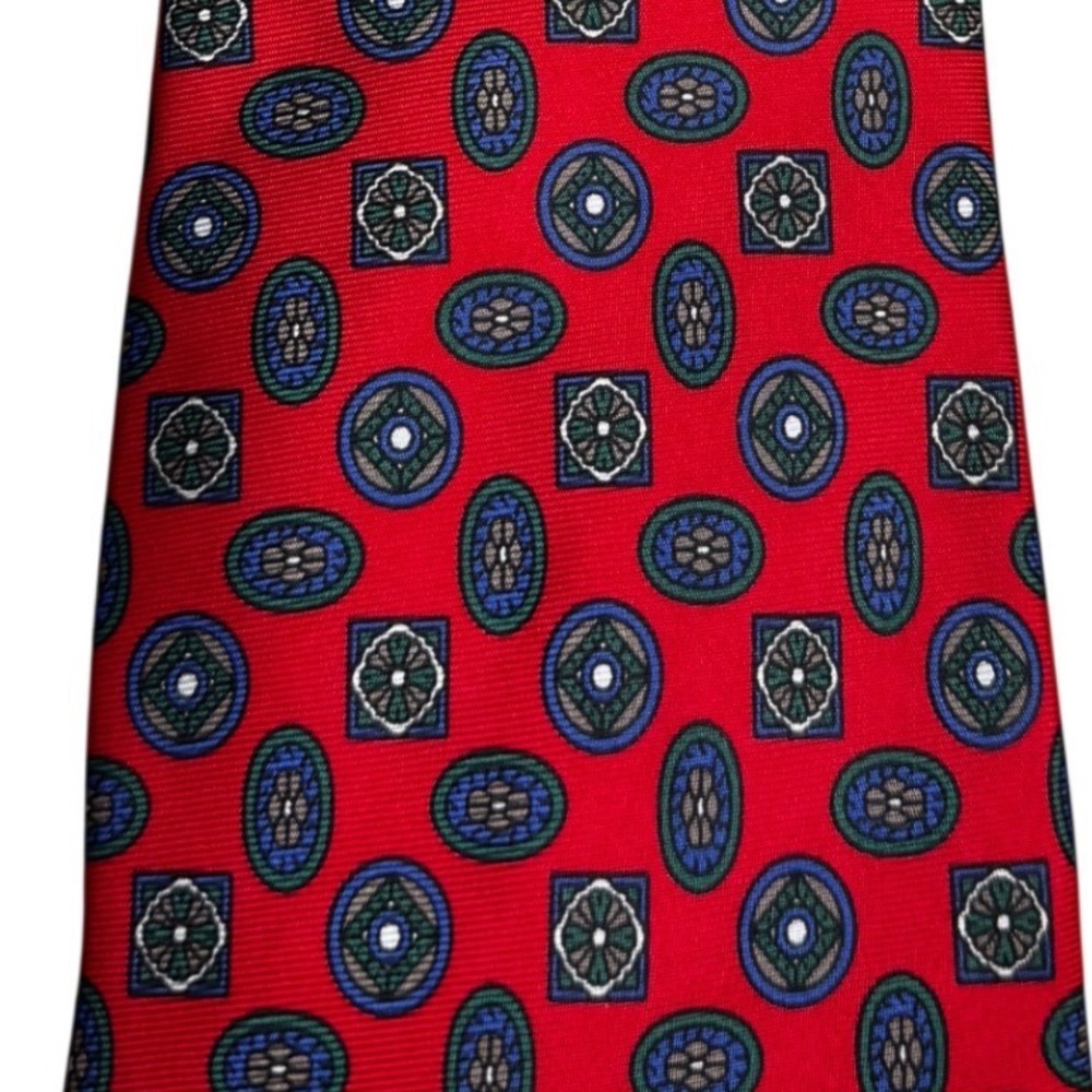 VTG Clubfellow Made in Italy Silk Tie Geometric Medallion Foulard Pattern